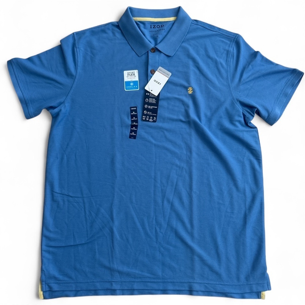 IZOD Advantage Performance Men's Polo Shirt Blue Size XL Cool FX Stretch NWT